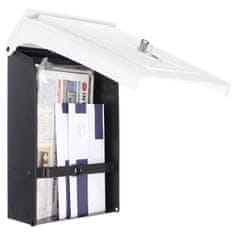 Rottner Posta plastová poštová schránka čierno-biela | Cylindrický zámok | 25 x 34 x 11 cm