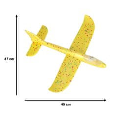 WOWO Žltý Polystyrénový Letecký Klzák s 8 LED, Rozmery 48x47cm