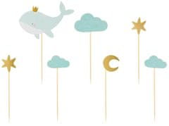 WOWO Veľryba Ozdoby na Muffiny a Cupcakes, 11cm-13,5cm, Balenie 7 kusov