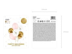 WOWO Pastelové Narodeninové Balóny - Pale Pink, Biela, Zlatá, Ružová, 30cm, Balenie 5 Kusov