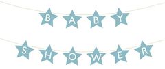 WOWO Svetlomodrý Banner s Nápisom pre Bábätko, Dekorovaný Hviezdičkami, Rozmery 290cm x 16,5cm
