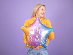 WOWO Farebný Fóliový Balónik Happy Birthday vo forme Hviezdy, 40 cm