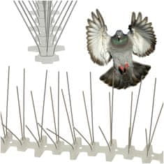 WOWO Anti-Vtáčie Kovové Hroty na Odrádzanie Holubov, Rozmery 50cm x 11cm x 4cm