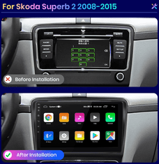 Awesafe 10" 2din autorádio Škoda Superb 2 2008-2015 s WIFI, GPS, Android rádiom ŠKODA SUPERB II MK2