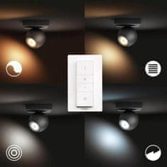 Philips Hue White Ambiance Bodové svietidlo Philips Buckram BT 50471/30/P6 LED GU10 1x5W 350lm 2200-6500K 230V, čierne s diaľkovým ovládačom a Bluetooth