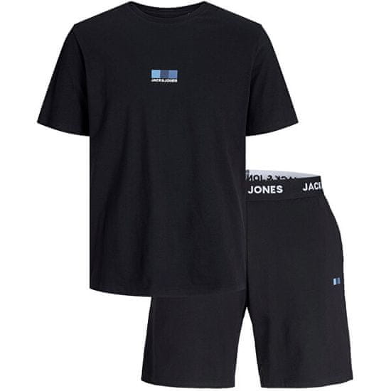 Jack&Jones Pánske pyžamo JACOSCAR Standard Fit 12258219 Black/Shorts