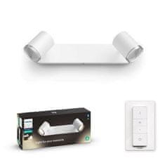 Philips Hue White Ambiance Bodové kúpeľňové svietidlo Philips Adore BT 8719514340879 LED GU10 2x5W 2x350lm 2200-6500K IP44 230V, biele s diaľkovým ovládačom a Bluetooth