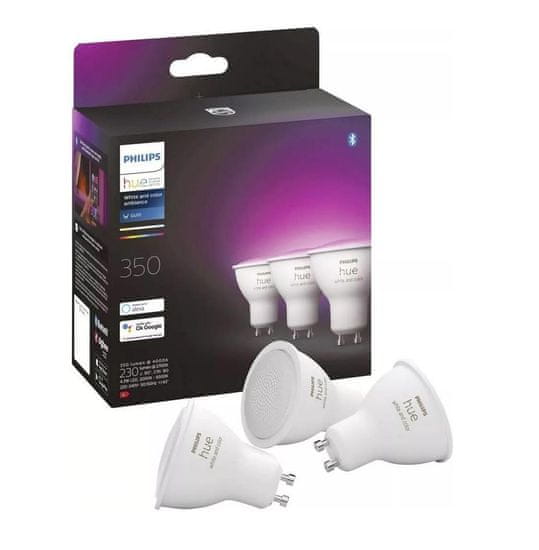 Philips Hue Bluetooth LED White and Color Ambiance set 3ks žiaroviek Philips 8719514342767 GU10 4,3W 350lm 2000-6500K RGB stmievateľné