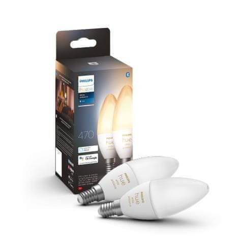 Philips Hue White Ambiance Bluetooth LED žiarovka E14 set 2ks 87195143567332 2x4W 2x470lm 2200-6500K