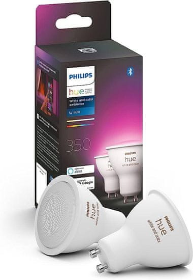 Philips Hue Bluetooth LED White and Color Ambiance žiarovka GU10 5.7W 350lm 2000K-6500K RGB set 2 ks