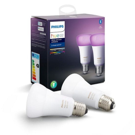 Philips Hue Bluetooth LED White and Color Ambiance žiarovka 2xE27 A19 9W 806lm 2200K-6500K