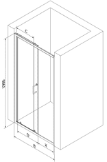 Mexen Apia, posuvné dvere do otvoru 110 x 190 cm, 5mm číre sklo, čierny profil, 845-110-000-70-00
