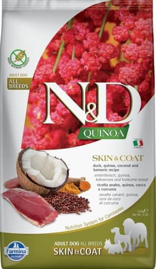 N&D QUINOA Dog GF Skin & Coat, Duck & Coconut Adult All Breeds 2,5 kg