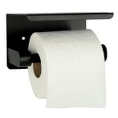 WOWO Čierny stojan na toaletný papier s praktickou poličkou