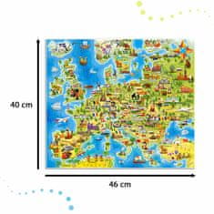 WOWO CASTORLAND Edukačná Puzzle Mapa Európy, 212 Dielikov, pre Deti 7+