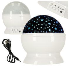 WOWO Biela Nočná Lampa s USB, 2v1 Hviezdicový Projektor