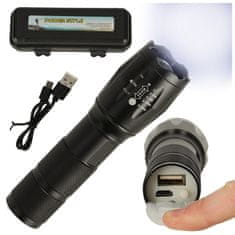 WOWO Výkonná USB Nabíjateľná LED Baterka 800 Lumenov s Zoomom - Vojenská Taktická