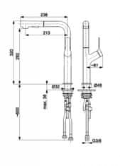 KFA armatura Duero design drezová batéria s otočnou vyťahovacou sprchou a prepínaním, inox (6623-220-22)
