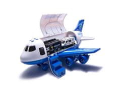 KIK KX6684_1 Detské modré lietadlo s 3 policajnými autami