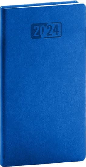 Diár 2024: Aprint - modrý, vreckový, 9 × 15,5 cm