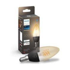 Philips Hue Bluetooth LED White filamentová žiarovka Philips sviečka 8719514302235 E14 4,5W 300lm 2100K čierna, stmievateľná