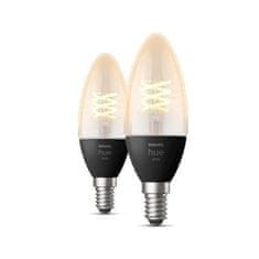 Philips Hue Bluetooth LED White set 2ks filamentových žiaroviek Philips sviečka 8719514302211 E14 4,5W 300lm 2100K čierne, stmievateľné
