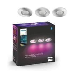 Philips Hue Bluetooth LED White and Color Ambiance set 3ks Kúpeľňových podhľadových svietidiel Philips Xamento 8719514355392 GU10 3x5,7W 3x806lm 2000-6500K RGB IP44 9,3 cm chrómové, stmievateľné