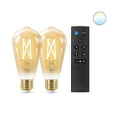 WiZ WiZ SET 2x LED žiarovka E27 ST64 Filmant amber 6,7W (50W) 640lm 2000-5000K IP20, stmievateľné plus ovládač