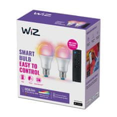 WiZ WiZ SET 2x LED žiarovka E27 A60 8W (60W) 806lm 2200-6500K RGB IP20, stmievateľná plus ovládač