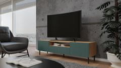 Topeshop TV stolík KAMA 160 cm dub artisan/zelený