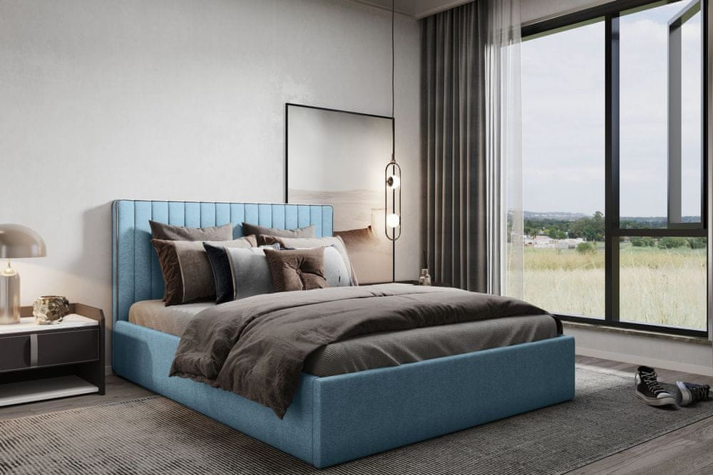 Veneti Čalúnená jednolôžková posteľ ANNELI - 120x200, modrá