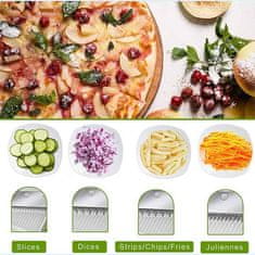 Netscroll Viacúčelový ručný krájač a strúhadlo na zeleninu a ovocie, rezačka a sekáčik zeleniny, kuchynský pomocník pre efektívnu prípravu jedla, VegetableChopper