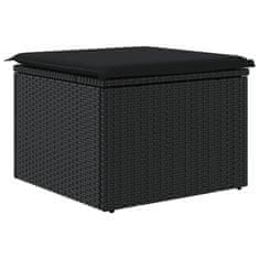 Vidaxl Záhradná taburetka s vankúšom čierna 55x55x37 cm polyratan