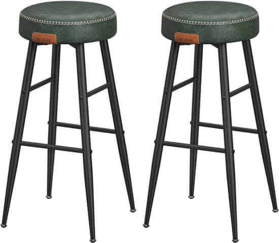 Artenat Barová stolička Faux (SET 2 ks), syntetická koža, 76 cm, zelená