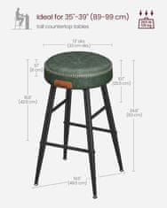 Artenat Barová stolička Faux (SET 2 ks), syntetická koža, 63 cm, zelená