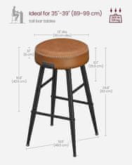 Artenat Barová stolička Faux (SET 2 ks), syntetická koža, 63 cm, hnedá