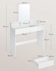 Artenat Toaletný stolík Fiend, 140 cm, biela