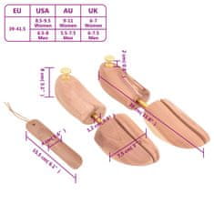 Vidaxl Napínač topánok s obuvákom EU 39-41,5 masívne cédrové drevo