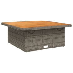 Vidaxl Záhradný stôl sivý 110x110x71 cm polyratan a akáciový masív