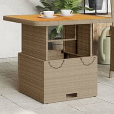 Petromila vidaXL Záhradný stôl béžový 80x80x71 cm polyratan a akáciové drevo