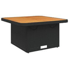 Petromila vidaXL Záhradný stôl čierny 80x80x71 cm polyratan a akáciové drevo
