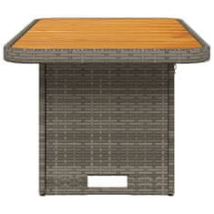 Vidaxl Záhradný stôl sivý 90x55x71 cm polyratan a akáciový masív