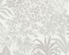 A.S. Création vliesové tapety 39128-2 Šedé kvety v bielom - 0,53m x 10,05m