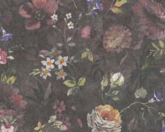 A.S. Création Eko vliesová tapeta viacfarebná, čierna - kvety, 38636-1 Natural Living