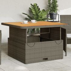 Vidaxl Záhradný stôl sivý 110x110x71 cm polyratan a akáciový masív