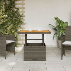 Vidaxl Záhradný stôl sivý 80x80x71 cm polyratan a akáciový masív