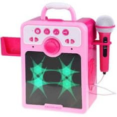 JOKOMISIADA Hudobný reproduktor Boombox s mikrofónom, ružový