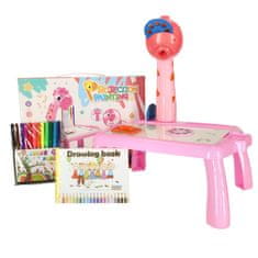 WOWO Ružová Žirafa Projektor a Stolík na Kreslenie pre Deti