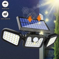 Verk KX4995 LED svetlo, trojitý solárny senzor pohybu a súmraku