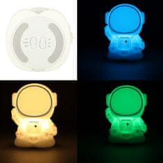 WOWO Biela Silikónová Nočná Lampa pre Deti s 8 LED - USB, Motív Astronauta